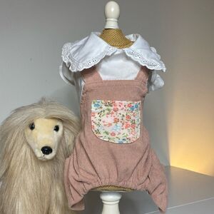 Eyelet & Corduroy Dog One Piece Outfit Jumper Overalls